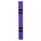 Purple foam roller with black grip bands, fitness training tube on white background