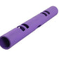 Purple foam roller with black grip bands and textured surface on white background