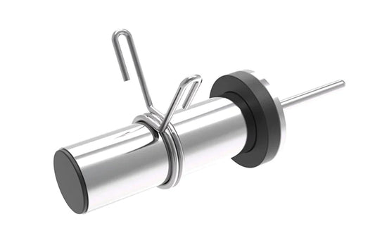 Warrior Weight Horns Attachment with chrome steel bar and black rubber collar, angled view on white background