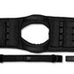 Black weighted vest with multiple pockets and adjustable straps, shown flat lay with included belt and weight plate