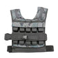 Warrior Weighted Vest in digital camouflage with gray webbing straps, buckle closures, and adjustable shoulder harness on whi
