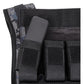 Black weighted vest with gray padding and mesh panels, displayed flat lay on white background