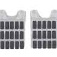 Warrior weighted vest in gray camo with fifteen black weight pockets, front and back view on white background