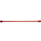Red aluminum training barbell with collars, 15lb capacity, on white background