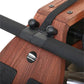 WaterRower Club rowing machine with wood frame and black handle, detailed view of resistance mechanism and WaterRower logo