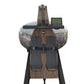 WaterRower Heritage rowing machine with wood frame, black footplate, digital monitor, and water resistance tank, front view o