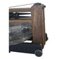 WaterRower Heritage rowing machine with walnut wood frame, black metal accents, and water resistance tank, side view on white