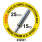York 25mm Elite Olympic competition barbell, 15kg, made from U.S. steel with yellow ring packaging on white background