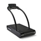 Black Woodway 4Front treadmill with curved frame, textured running belt, and digital display console, shown on white backgrou