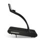 Black Woodway 4Front treadmill with curved running deck and angled control panel on white background