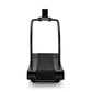 Black Woodway Curve LTG treadmill with curved running belt and handrail frame on white background