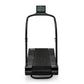 Black curved treadmill with digital console display, textured running belt, and arched frame on white background