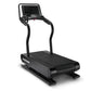 Woodway Ridgerunner black treadmill with digital display console and curved running belt on white background